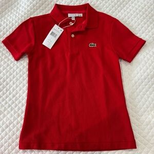 NWT Boys Lacoste's signature piqué knit fabric Red Sz 6